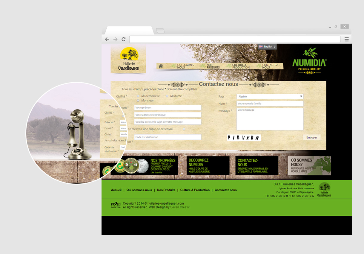 Création du site web de la Sarl Huileries Ouzellaguen, avec une mise en page adaptée au support web 2