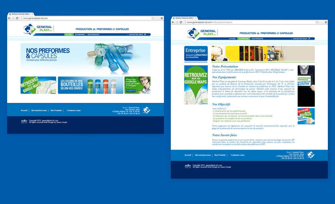 7creativ a été choisie pour accompagner la Sarl GENENRALPLAST dans la création et développement de son site web. 1