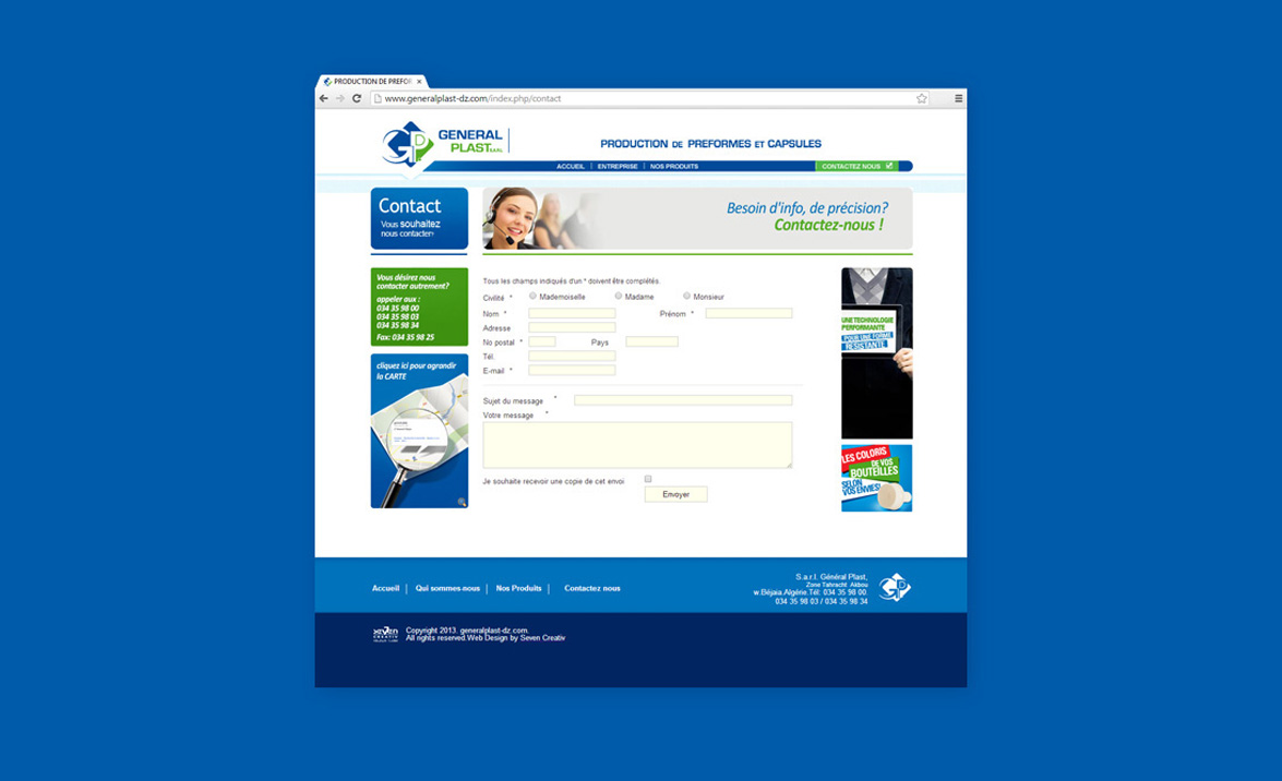 7creativ a été choisie pour accompagner la Sarl GENENRALPLAST dans la création et développement de son site web. 2