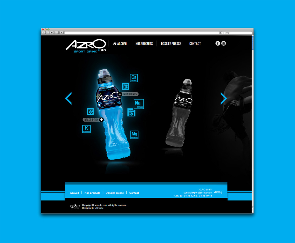 Création d’un site web vitrine pour la boisson isotonique Azrobyifri 2