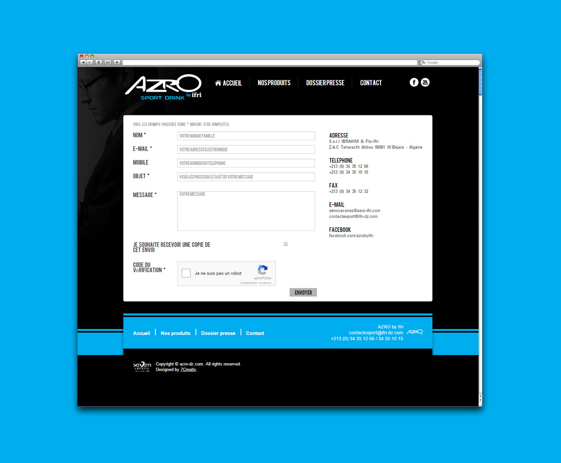 Création d’un site web vitrine pour la boisson isotonique Azrobyifri 5