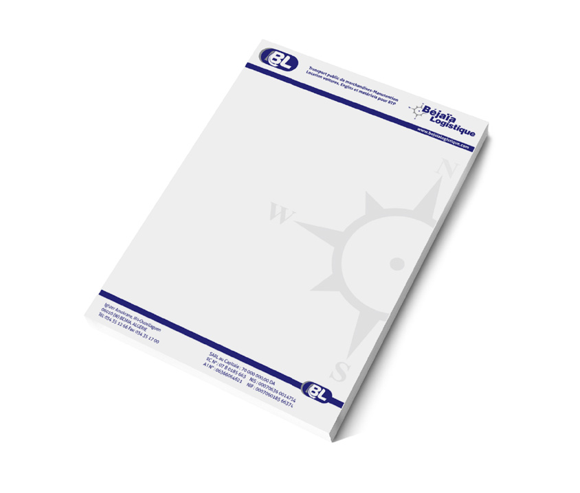 Création du nouveau logo de la sarl Bejaialogistique, et de l’identité visuelle globale. 2