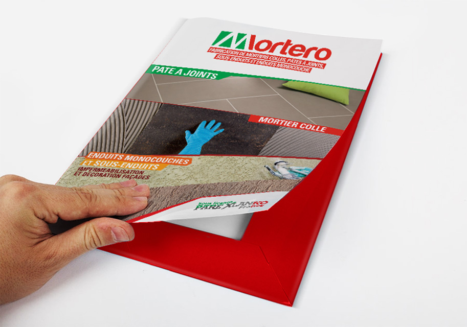 Sarl MORTERO spécialisée dans la fabrication de mortiers colles et pates à joints, a confié la création et impression de tous les supports Print 5